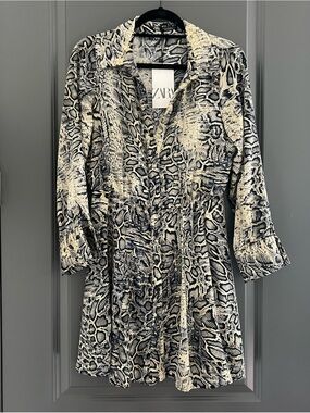 NEW Zara Animal Snake-Print Dress Medium